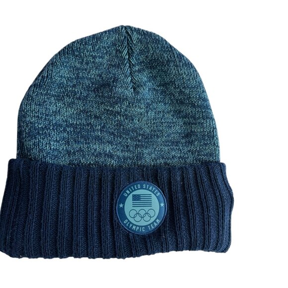 USA Winter Olympics Beanie Hat Blue. No Pom Pom Pouf on Top.Adult.Nike.